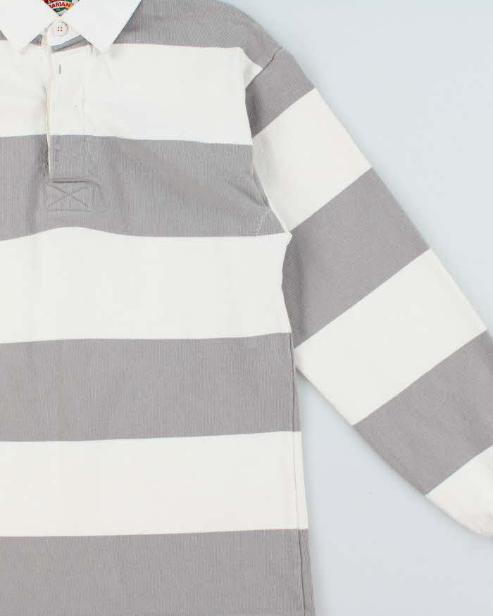 Vintage 1990s Barbarian American Heavyweight Striped Long Sleeve Rugby Shirt - S