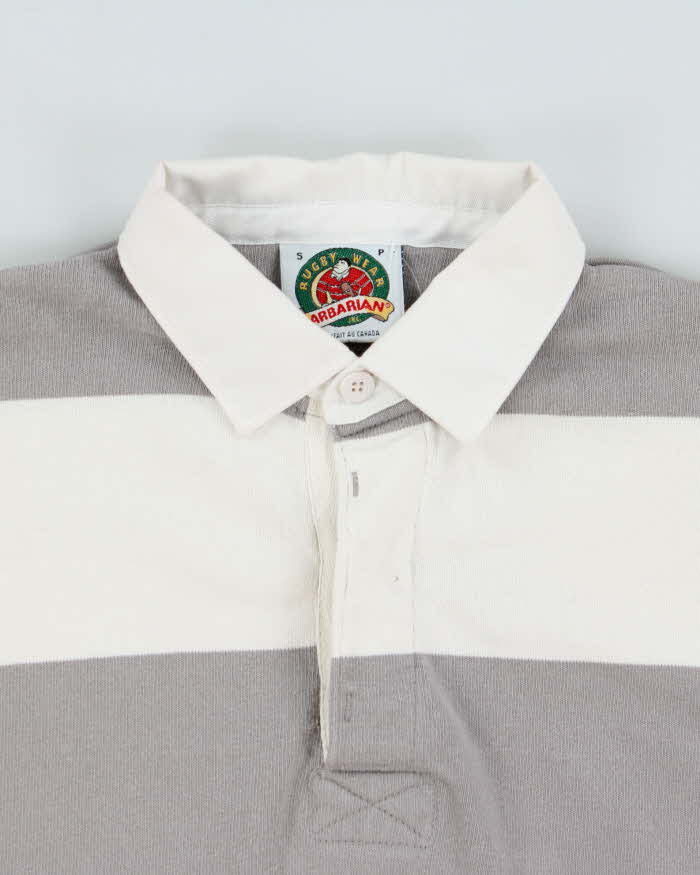 Vintage 1990s Barbarian American Heavyweight Striped Long Sleeve Rugby Shirt - S