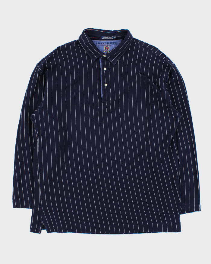 Vintage Y2K 00s Tommy Hilfiger Striped Long Sleeve Polo Shirt - XL