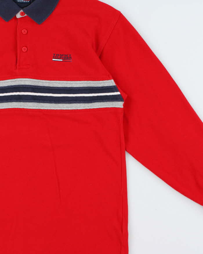Vintage Y2K 00s Tommy Hilfiger Striped Long Sleeve Polo Shirt - M