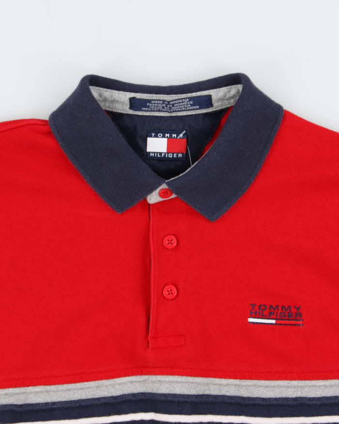 Vintage Y2K 00s Tommy Hilfiger Striped Long Sleeve Polo Shirt - M