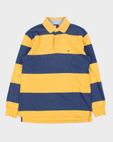Vintage Y2K 00s Tommy Hilfiger Striped Long Sleeve Polo Shirt - M