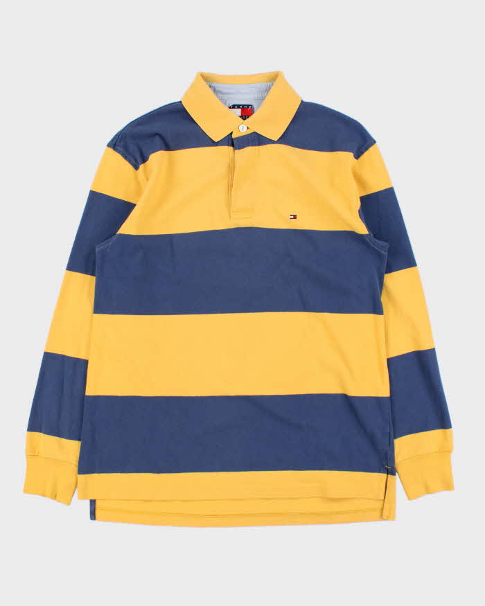 Vintage Y2K 00s Tommy Hilfiger Striped Long Sleeve Polo Shirt - M