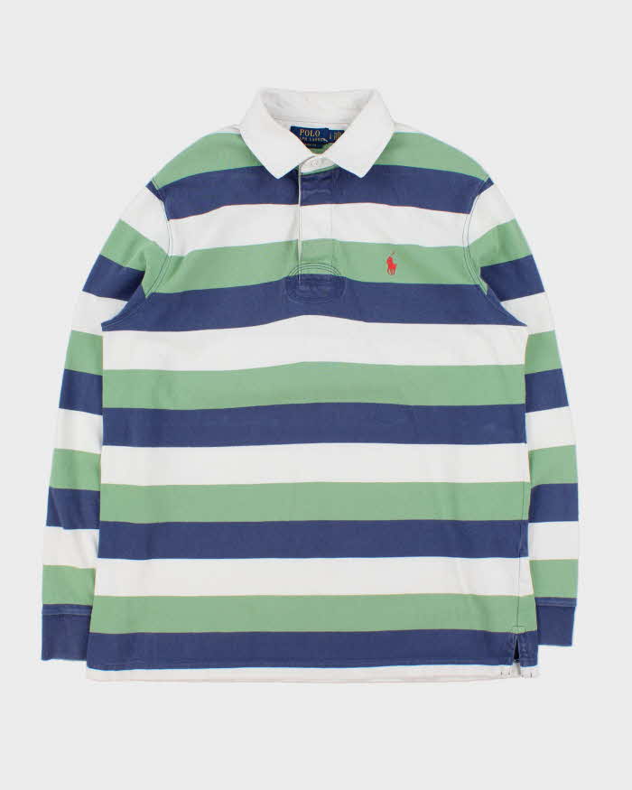 Vintage Polo Ralph Lauren Striped Classic Fit Long Sleeve Rugby Shirt - L