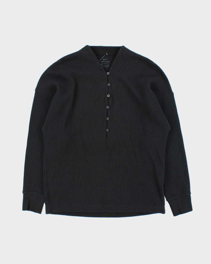 Nike Dri-Fit Heavyweight Button Down Long Sleeve Waffle T-Shirt - S