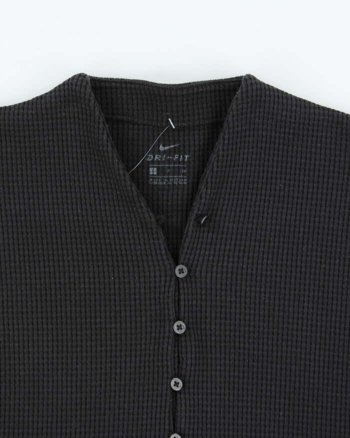 Nike Dri-Fit Heavyweight Button Down Long Sleeve Waffle T-Shirt - S