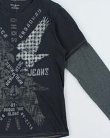 Vintage Y2K 00s DKNY Jeans Double Layer Graphic Long Sleeve T-Shirt - M