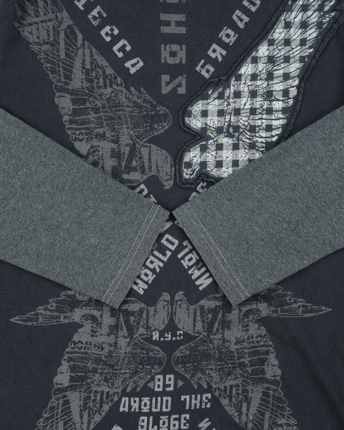 Vintage Y2K 00s DKNY Jeans Double Layer Graphic Long Sleeve T-Shirt - M