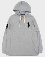 Vintage Polo Ralph Lauren Large Pony Long Sleeve Hooded Polo Shirt - XL
