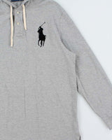Vintage Polo Ralph Lauren Large Pony Long Sleeve Hooded Polo Shirt - XL