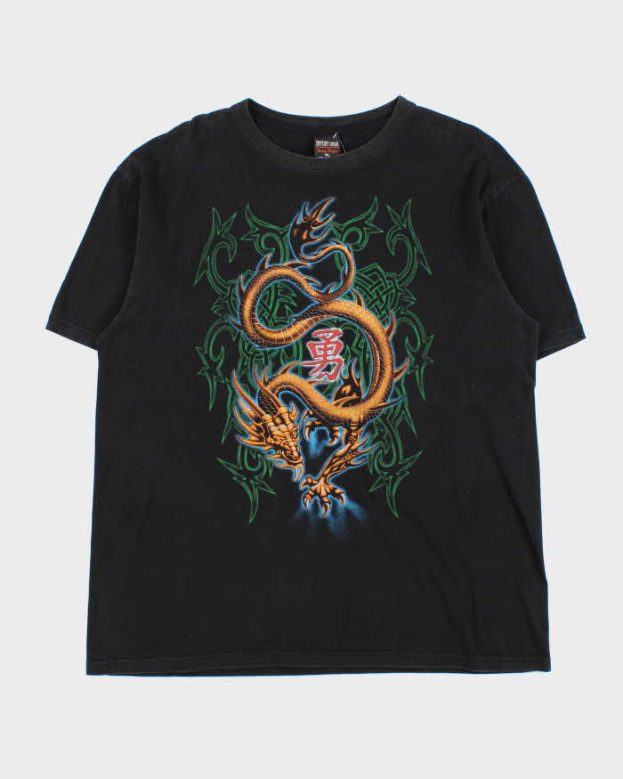 Vintage Y2K 00s Japanese Dragon Fire Of The Sages Crewneck T-Shirt - XL
