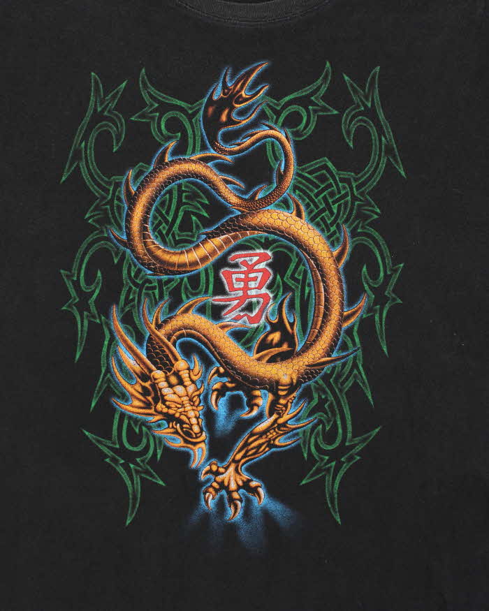 Vintage Y2K 00s Japanese Dragon Fire Of The Sages Crewneck T-Shirt - XL