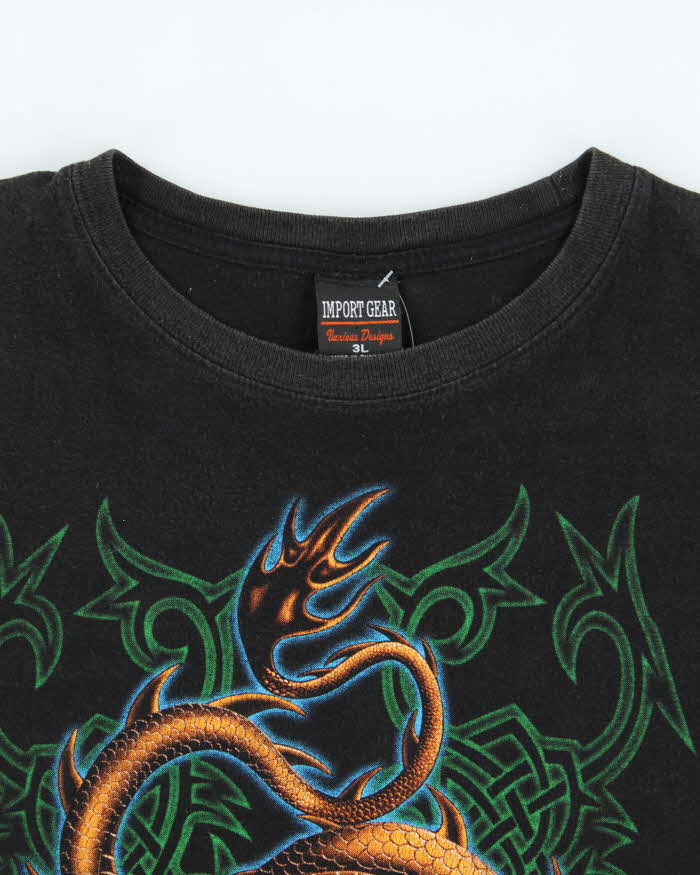 Vintage Y2K 00s Japanese Dragon Fire Of The Sages Crewneck T-Shirt - XL