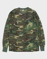 Vintage 1990s Camouflage Made In USA Woodland Camo Long Sleeve Crewneck T-Shirt - XL