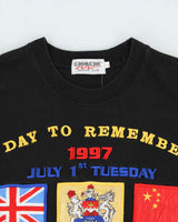 Vintage 1997 Handover Of Hong Kong Embroidered Heavyweight Crewneck T-Shirt - L