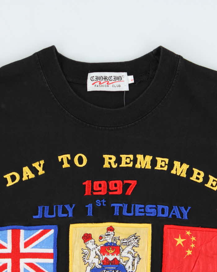 Vintage 1997 Handover Of Hong Kong Embroidered Heavyweight Crewneck T-Shirt - L