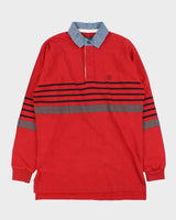 DSWT Vintage 1980s Valentino Jeans Striped Chambray Collared Long Sleeve Rugby Shirt - L