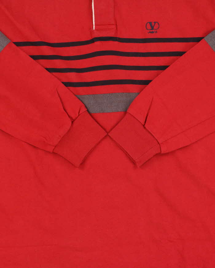 DSWT Vintage 1980s Valentino Jeans Striped Chambray Collared Long Sleeve Rugby Shirt - L