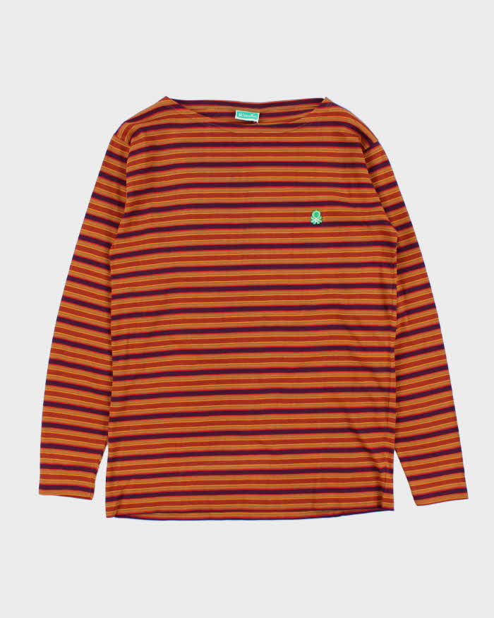 DSWT 1980s Benetton Stripe Long Sleeve T-shirt - M