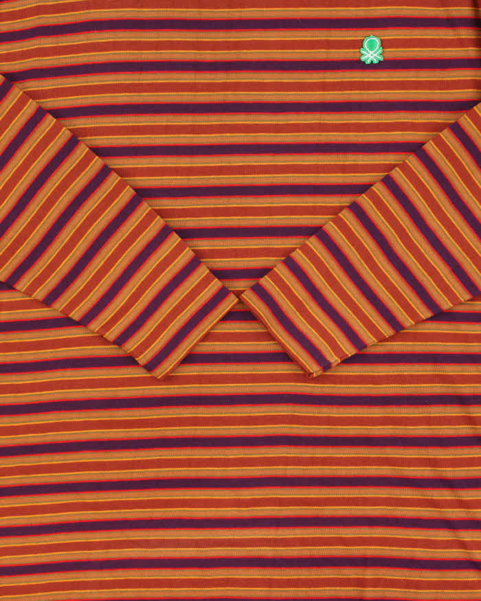 DSWT 1980s Benetton Stripe Long Sleeve T-shirt - M