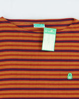 DSWT 1980s Benetton Stripe Long Sleeve T-shirt - M