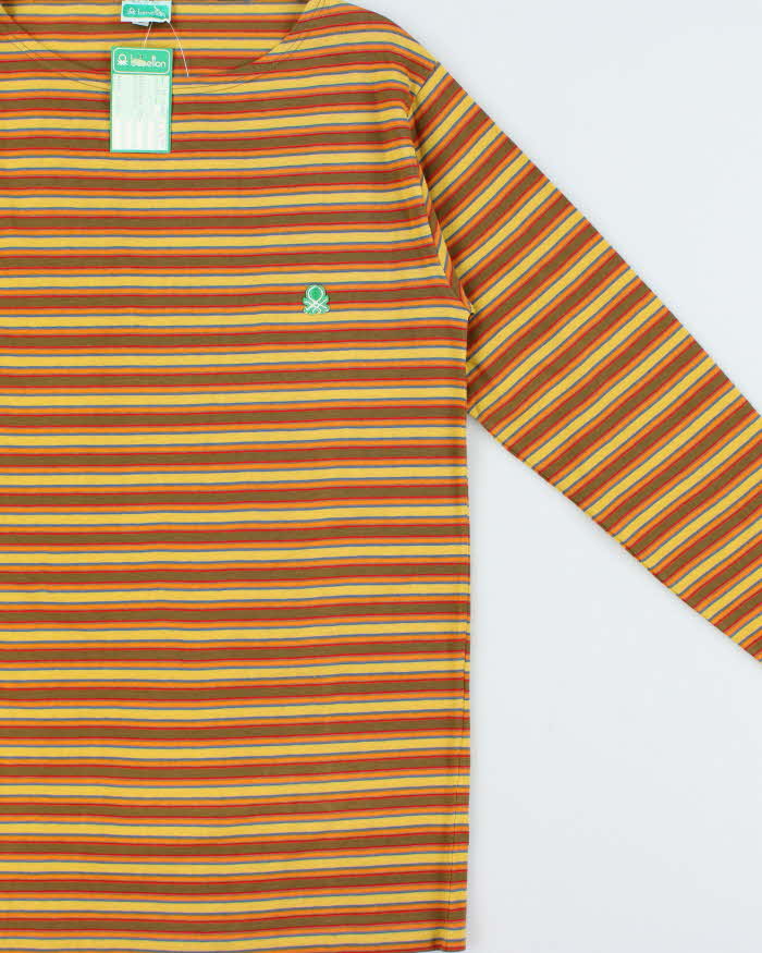 DSWT 1980s Benetton Stripe Long Sleeve T-shirt - M