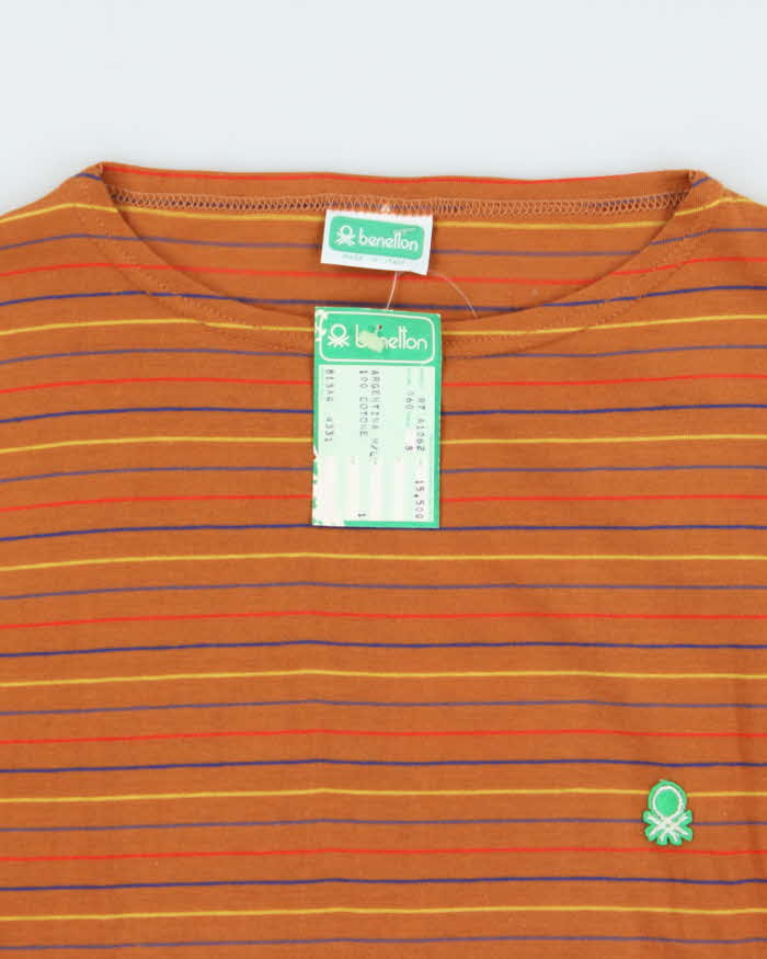 DSWT 1980s Benetton Stripe Long Sleeve T-shirt - S