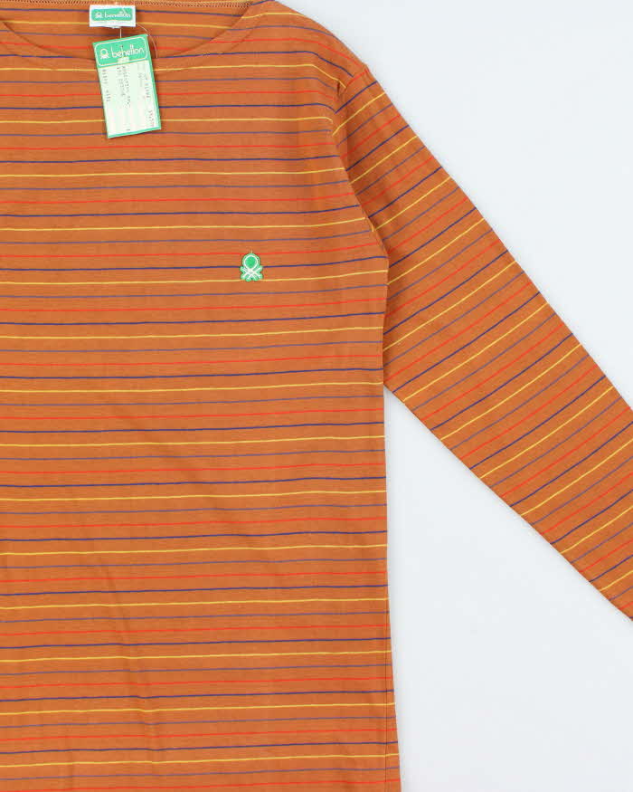 DSWT 1980s Benetton Stripe Long Sleeve T-shirt - M
