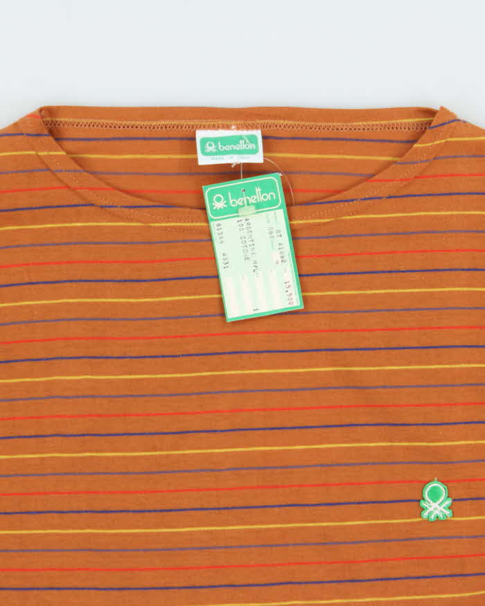 DSWT 1980s Benetton Stripe Long Sleeve T-shirt - M