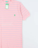 DSWT 1980s Benetton Stripe Thick Cotton T-shirt - L