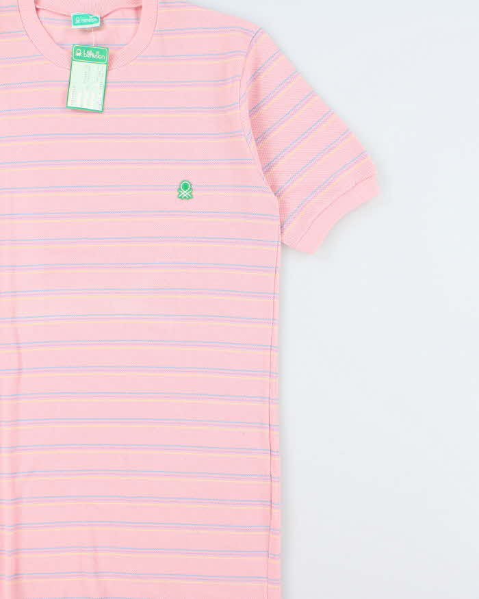 DSWT 1980s Benetton Stripe Thick Cotton T-shirt - L