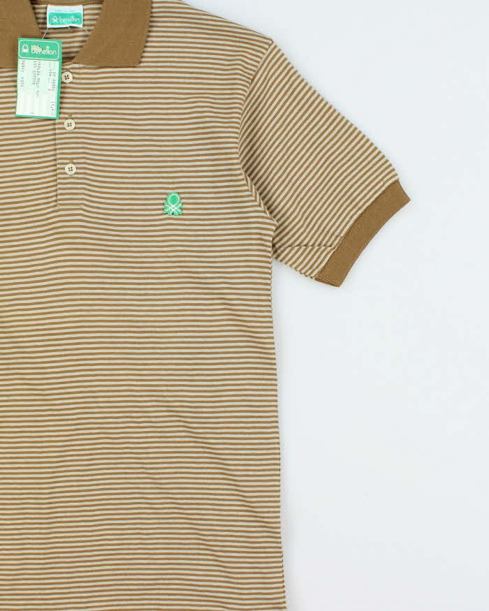 DSWT 1980s Benetton Stripe Polo Shirt - S