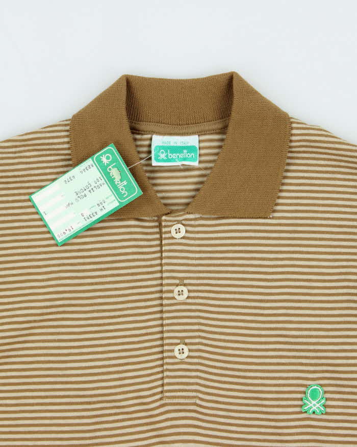 DSWT 1980s Benetton Stripe Polo Shirt - S