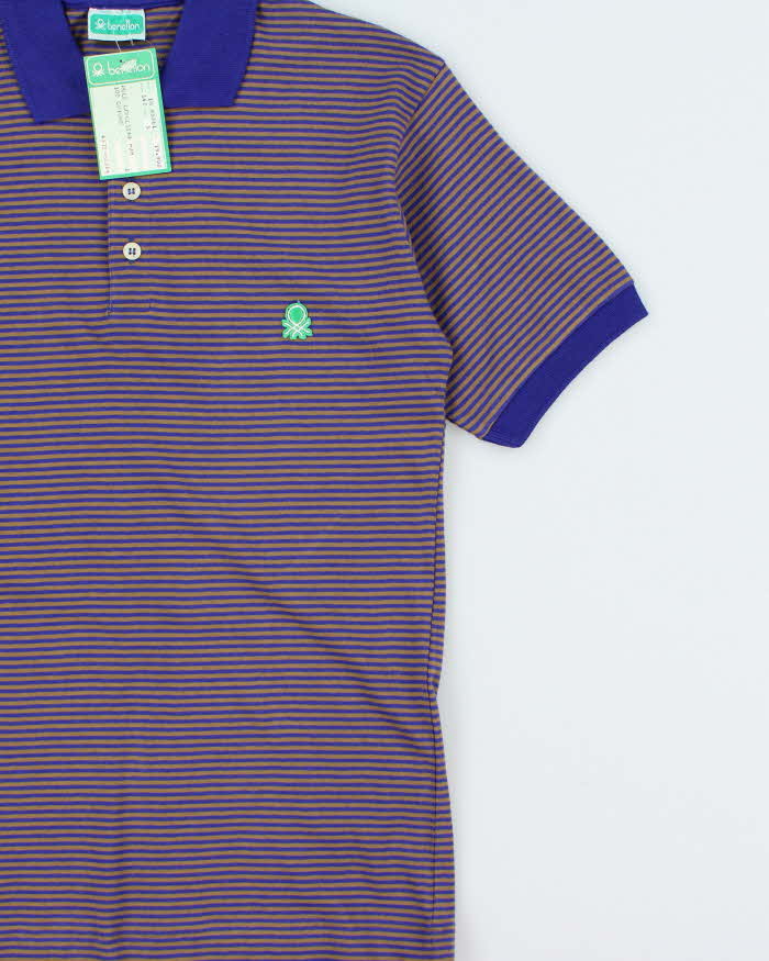 DSWT 1980s Benetton Stripe Polo Shirt - S