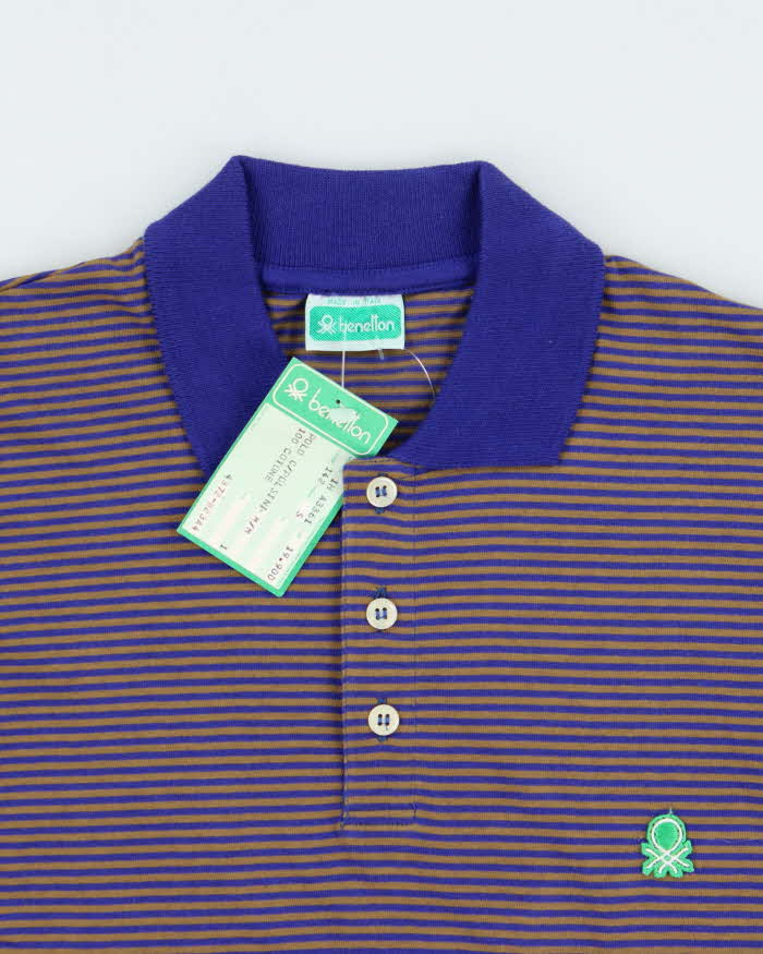 DSWT 1980s Benetton Stripe Polo Shirt - S