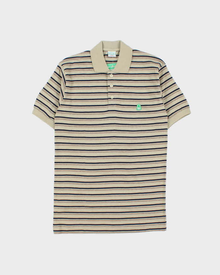 DSWT 1980s Benetton Stripe Polo Shirt - S