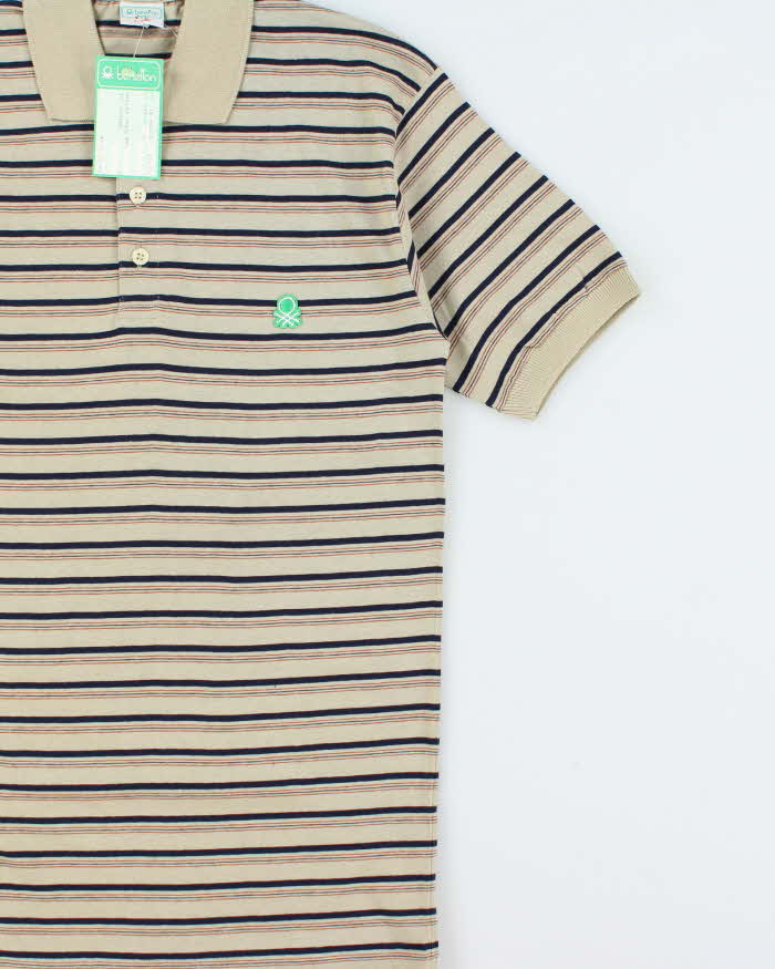 DSWT 1980s Benetton Stripe Polo Shirt - S
