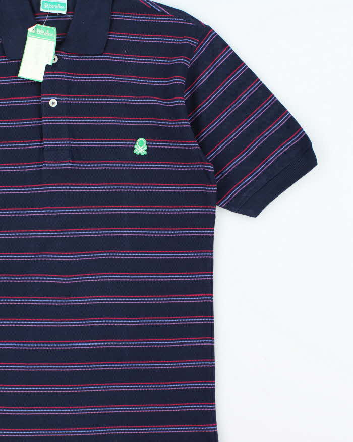 DSWT 1980s Benetton Stripe Polo Shirt - M
