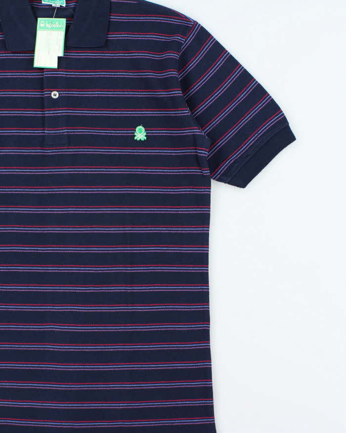 DSWT 1980s Benetton Stripe Polo Shirt - L