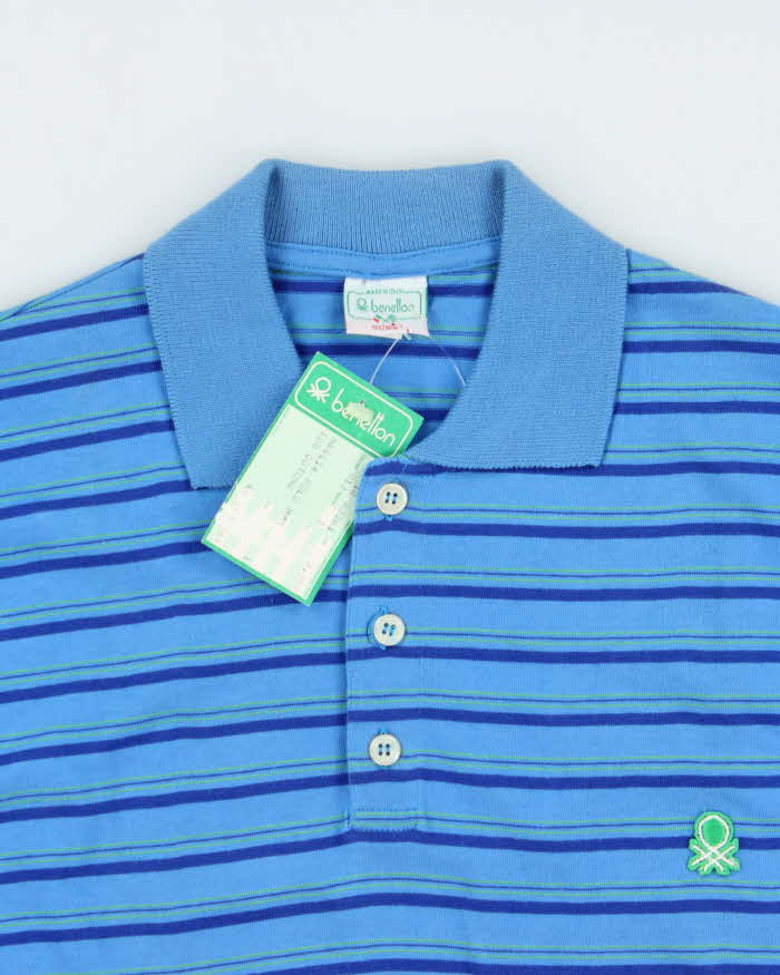 DSWT 1980s Benetton Stripe Polo Shirt - S
