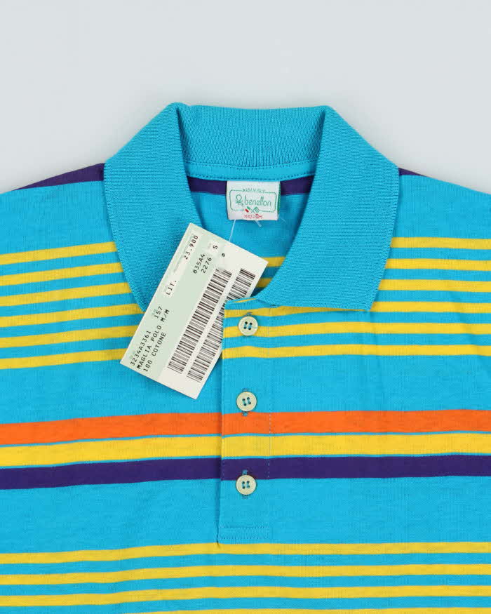 DSWT 1980s Benetton Stripe Polo Shirt - S