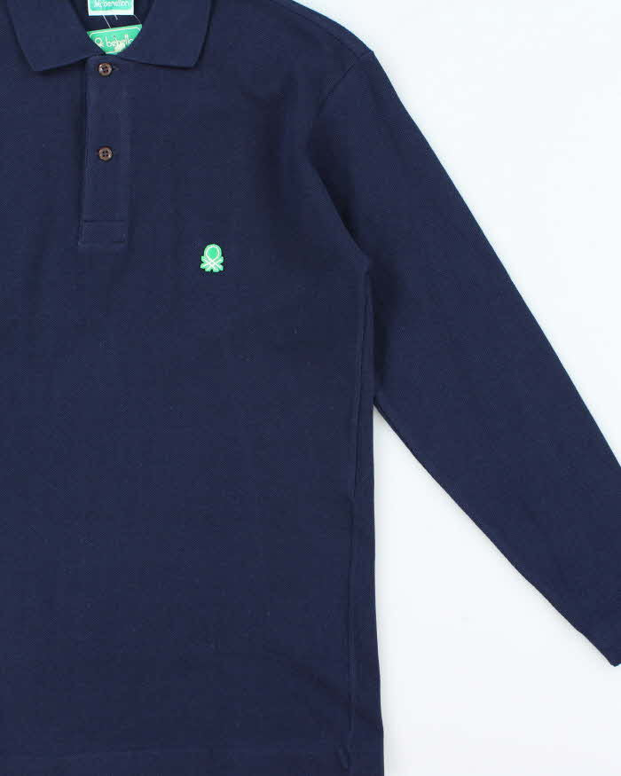 DSWT 1980s Benetton Long Sleeve Polo Shirt - S