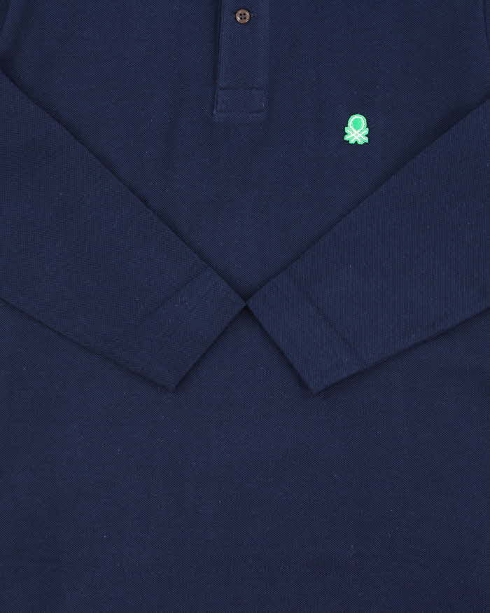 DSWT 1980s Benetton Long Sleeve Polo Shirt - S