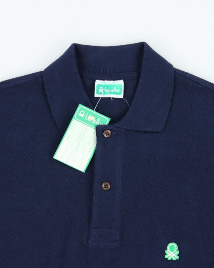 DSWT 1980s Benetton Long Sleeve Polo Shirt - S