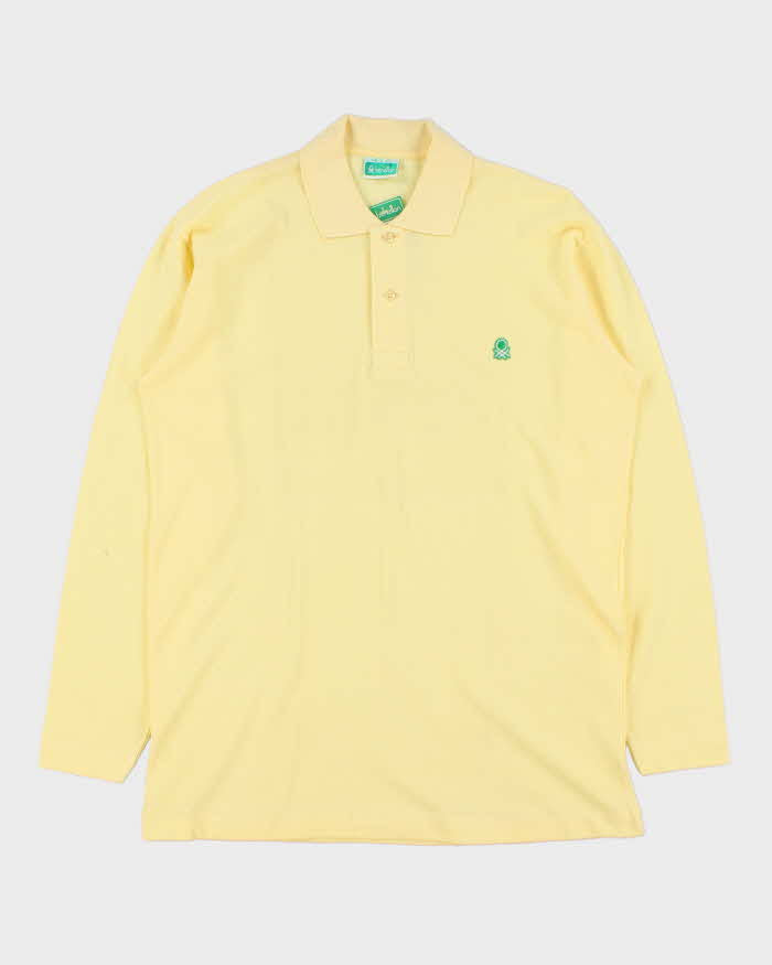 DSWT 1980s Benetton Long Sleeve Polo Shirt - XL
