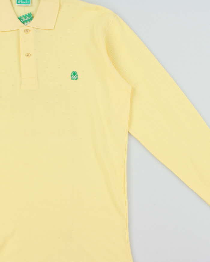 DSWT 1980s Benetton Long Sleeve Polo Shirt - XL