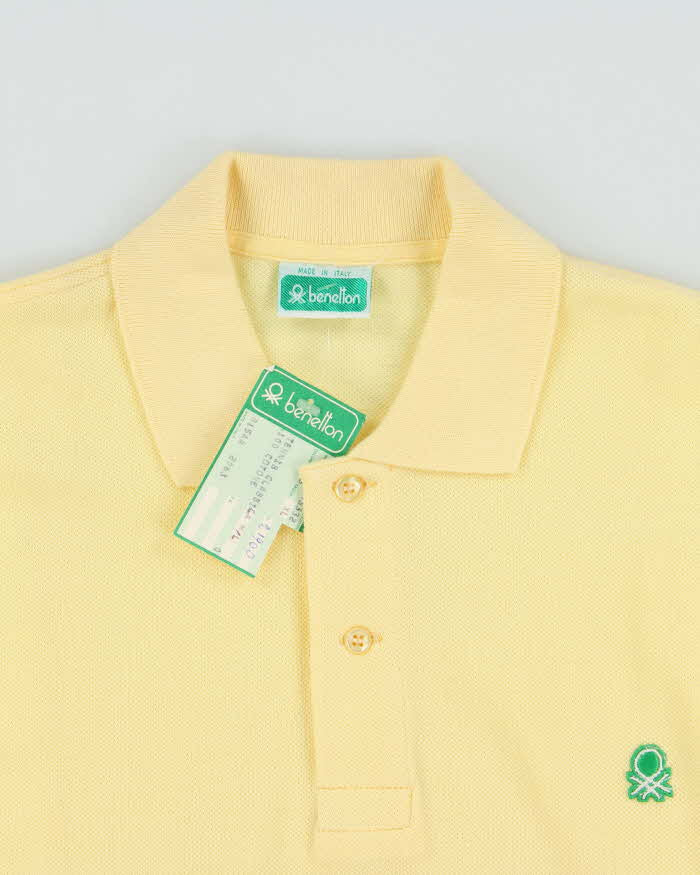 DSWT 1980s Benetton Long Sleeve Polo Shirt - XL