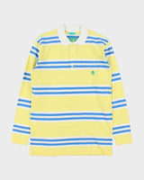 DSWT 1980s Benetton Stripe Long Sleeve Polo Shirt - M