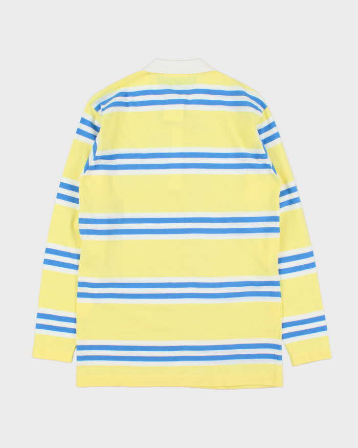 DSWT 1980s Benetton Stripe Long Sleeve Polo Shirt - M
