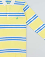 DSWT 1980s Benetton Stripe Long Sleeve Polo Shirt - M